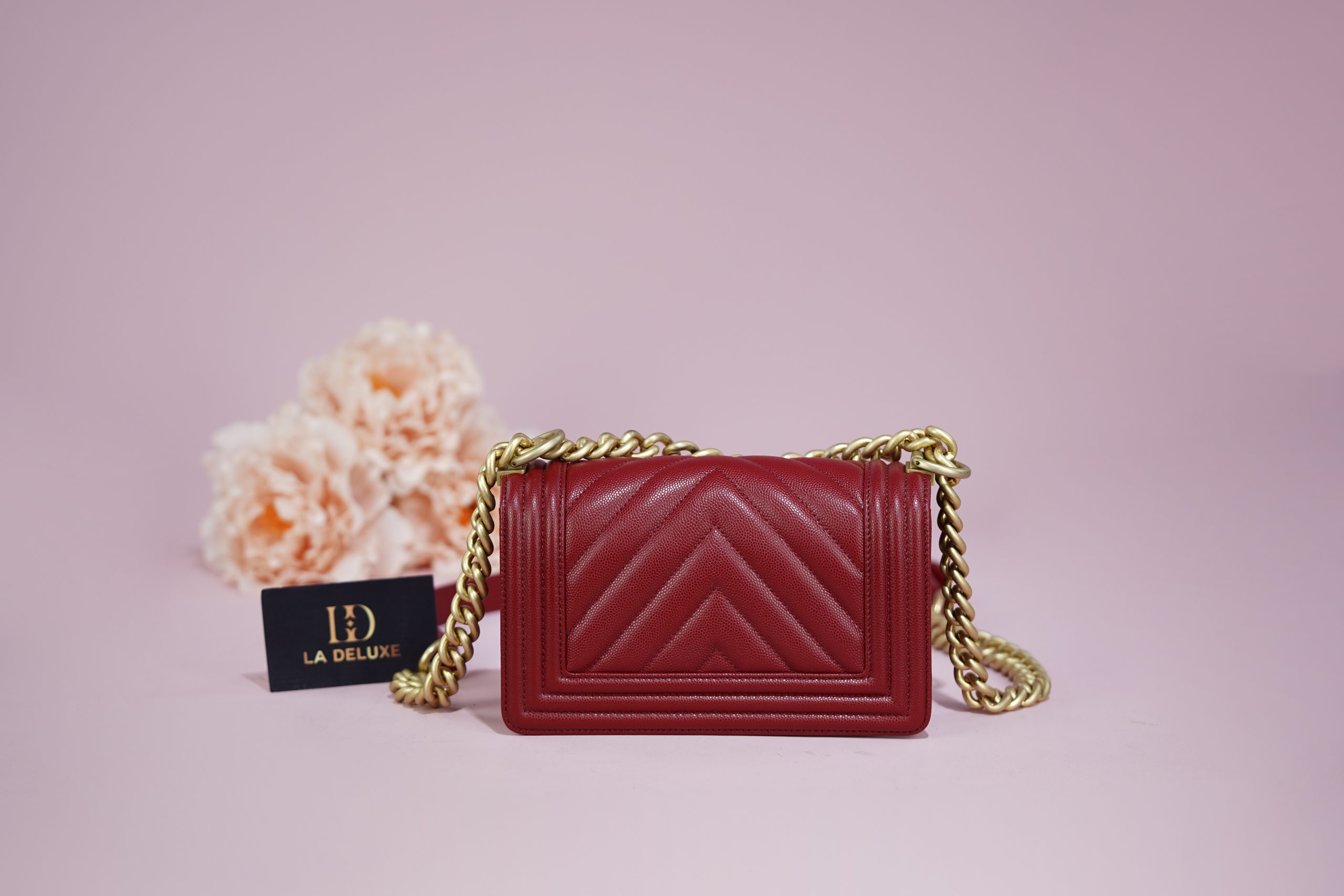 CHANEL Le Boy Small Lambskin Leather Shoulder Bag Red  Hot Deals
