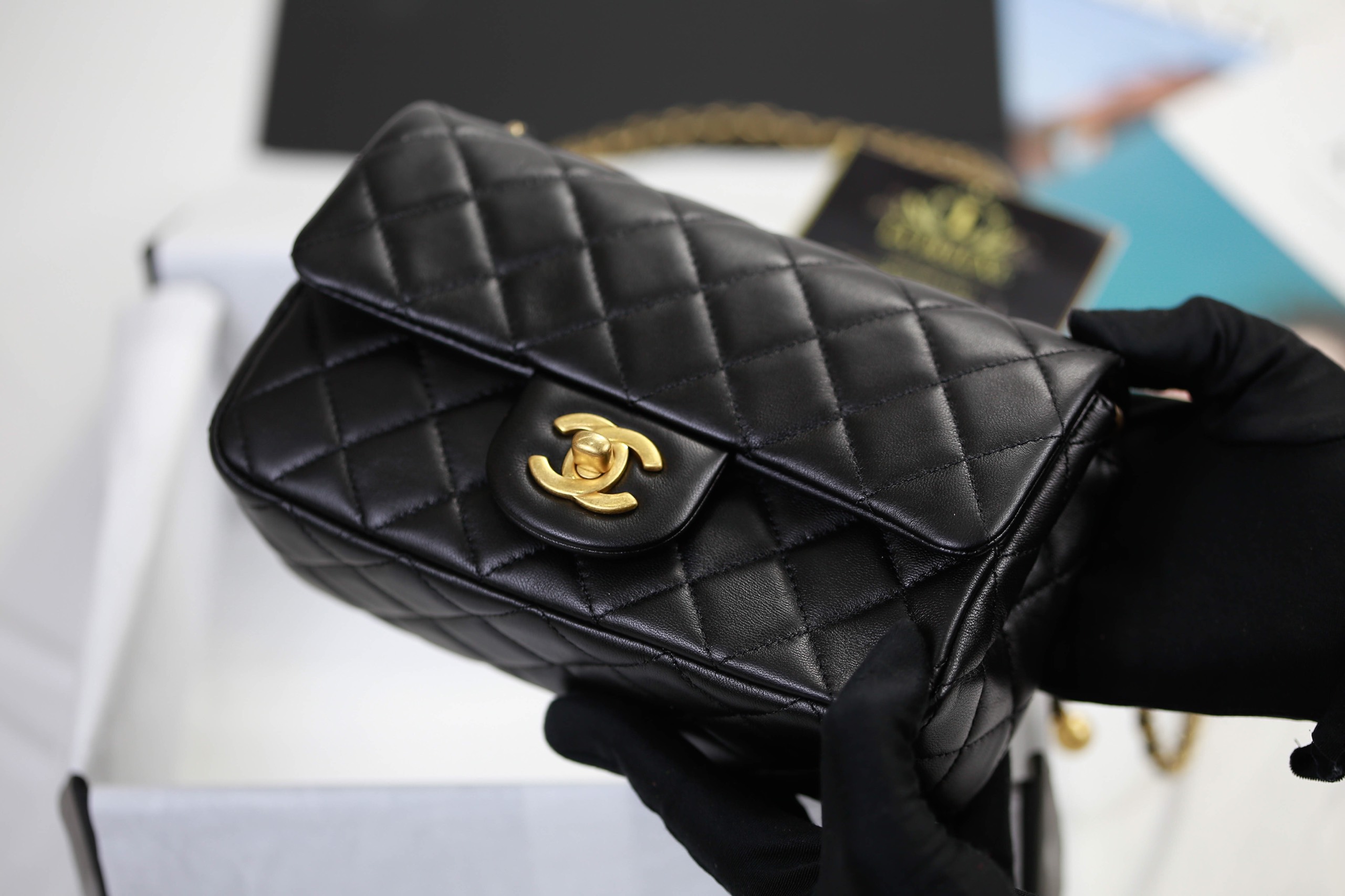 Chanel Mini Denim Classic Flap Bag with Pearl Crush  Votre Luxe