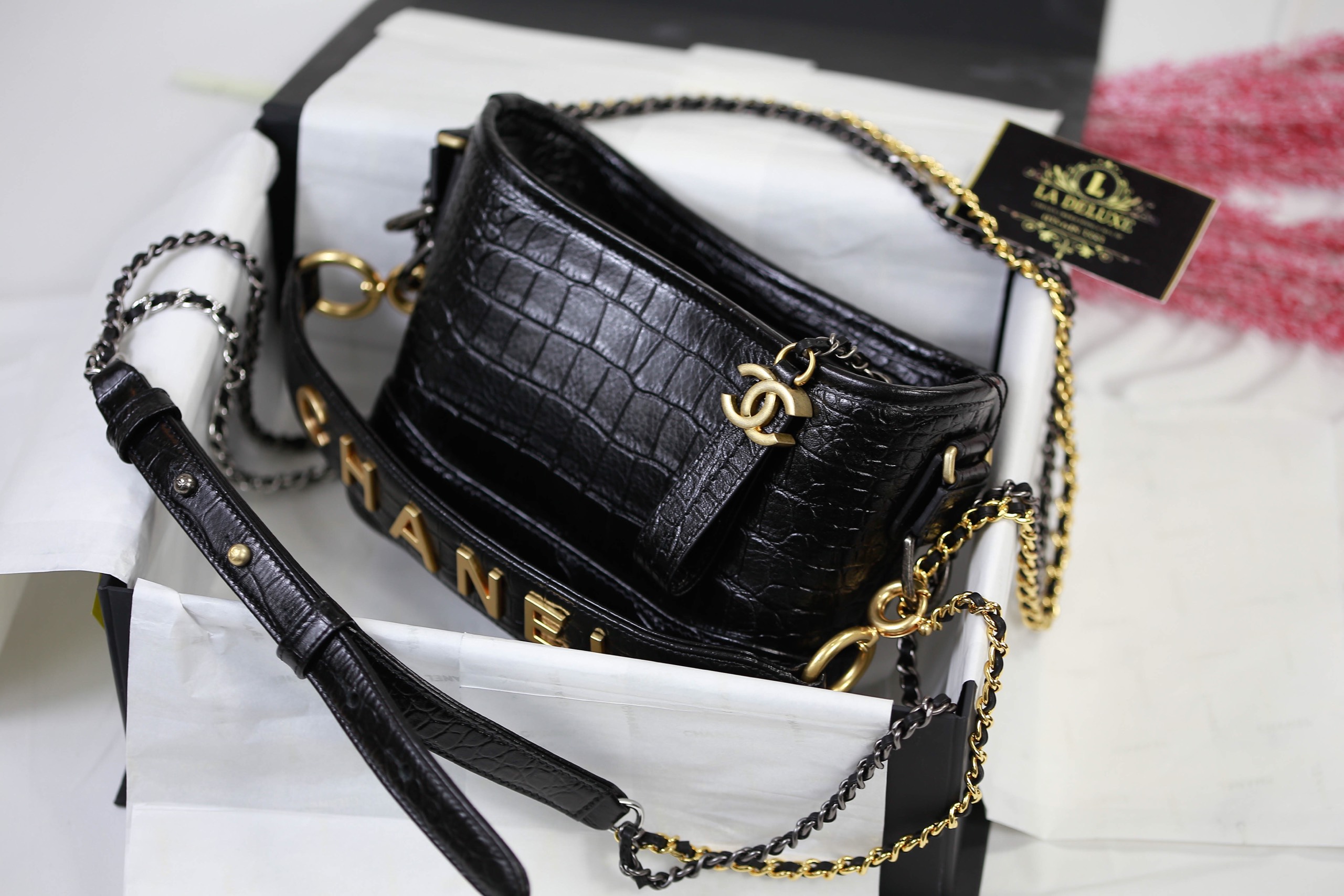 CHANEL GABRIELLE HOBO BAG IN BLACK QUILTED AGED LEATHER  Still in fashion